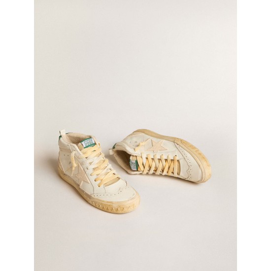 Mid Star in nappa with textured rubber star and cream cotton flash