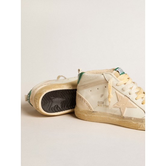 Mid Star in nappa with textured rubber star and cream cotton flash
