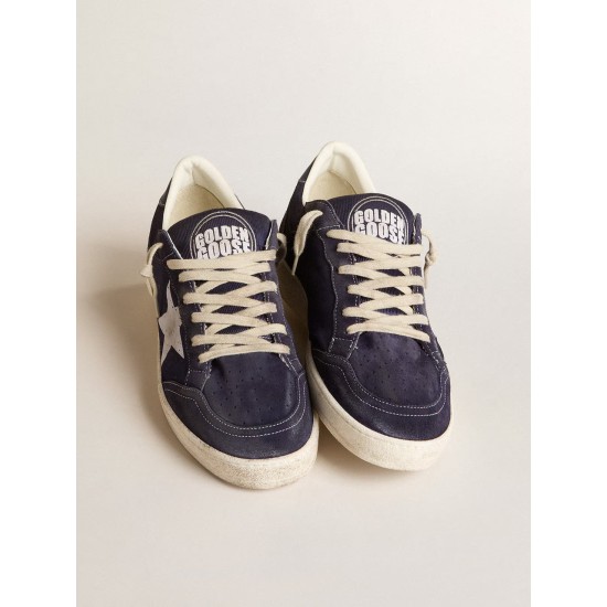Ball Star LTD in blue suede and nylon with white star and blue heel tab
