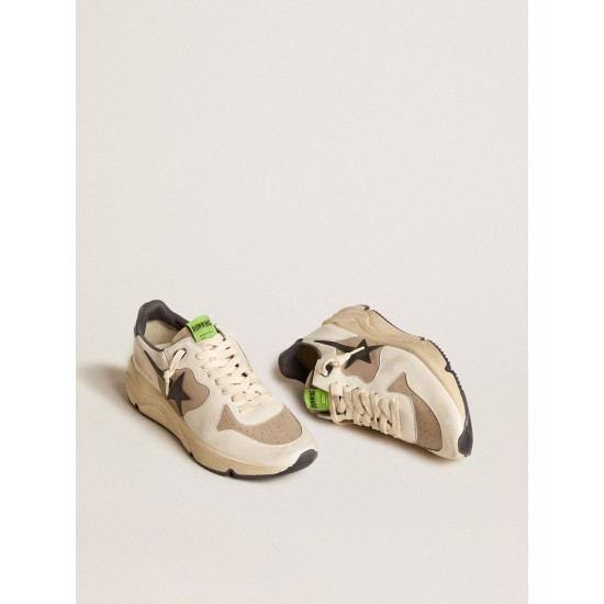 Men's Running Sole LTD in gray leather and white nappa with black leather star