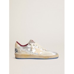 Men’s Ball Star Pro in silver metallic leather with cream-colored star
