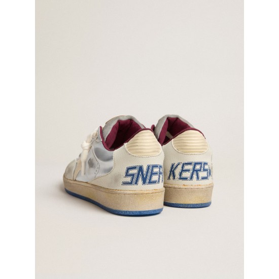 Men’s Ball Star Pro in silver metallic leather with cream-colored star