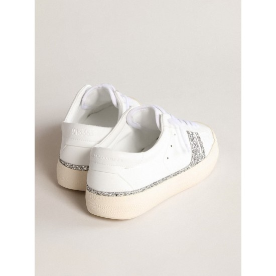 Yatay Model 1B sustainable sneakers with white bio-based upper and silver recycled glitter Y