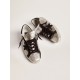 Women's Super-Star in silver leather with contrasting inserts
