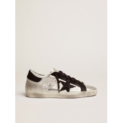 Women's Super-Star in silver leather with contrasting inserts