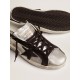 Women's Super-Star in silver leather with contrasting inserts