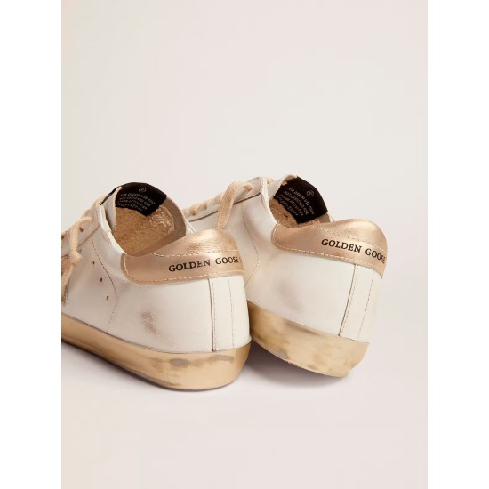 Women's Super-Star with gold sparkle foxing and metal stud lettering