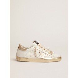 Women's Super-Star with gold sparkle foxing and metal stud lettering