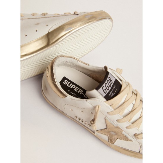 Women's Super-Star with gold sparkle foxing and metal stud lettering