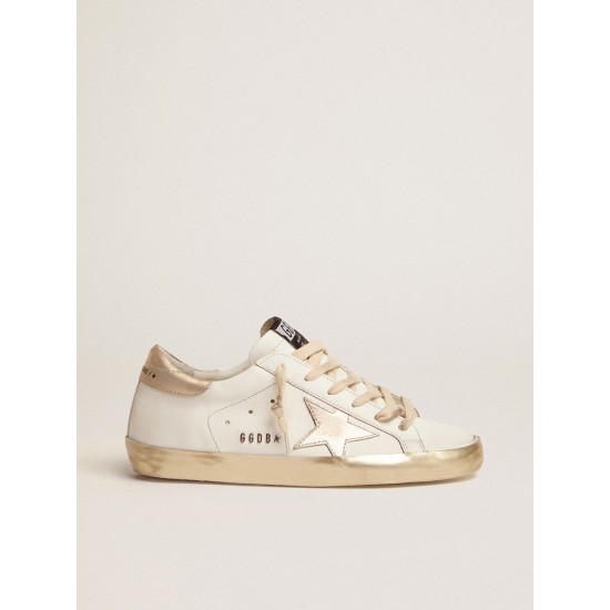 Women's Super-Star with gold sparkle foxing and metal stud lettering