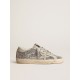 Women's Super-Star in silver glitter with ice-gray suede star