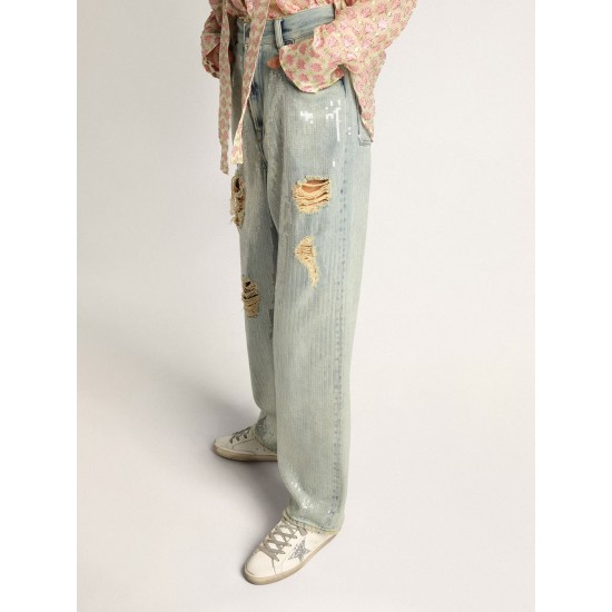 Women's Super-Star with shearling lining and silver glitter star