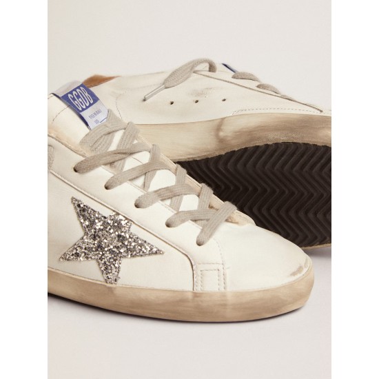 Women's Super-Star with shearling lining and silver glitter star