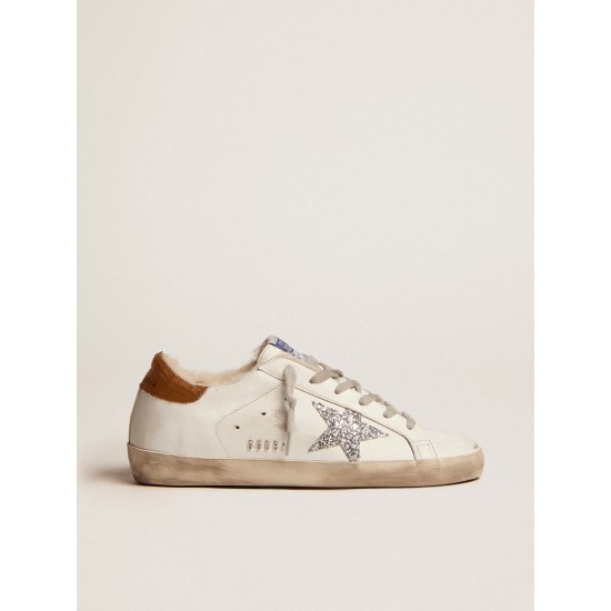 Women's Super-Star with shearling lining and silver glitter star