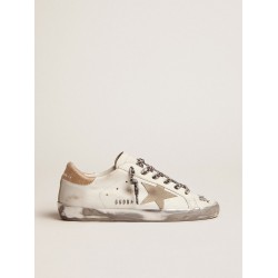 Women's Super-Star in white leather with gray suede star