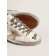 Women's Super-Star in white leather with gray suede star