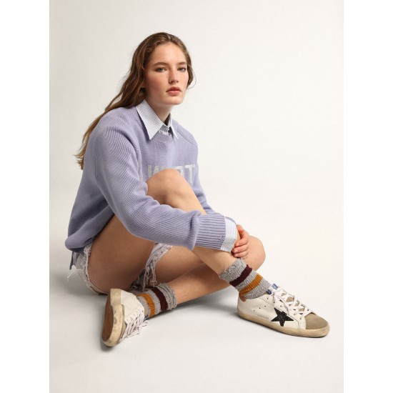 Women's Super-Star with black glitter star and pink heel tab