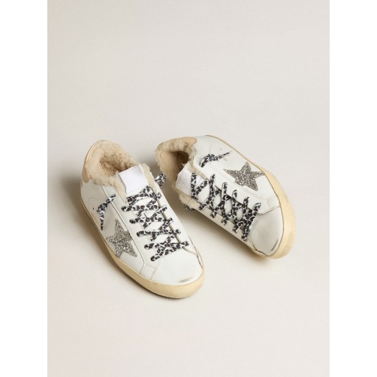 Super-Star LTD with shearling lining and silver glitter star