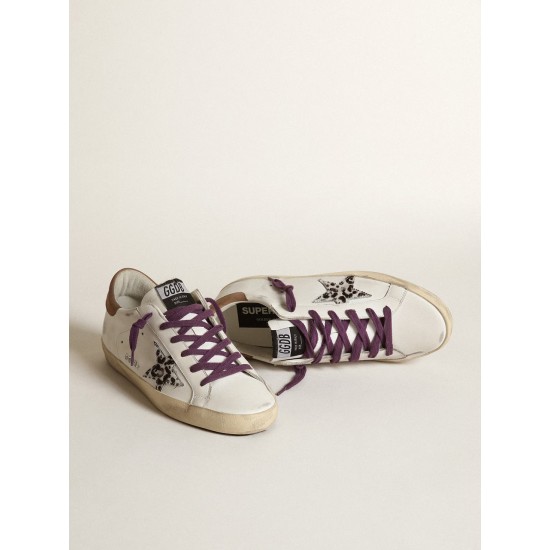 Super-Star with leopard pony skin star and brown nubuck heel tab