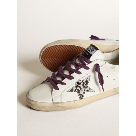 Super-Star with leopard pony skin star and brown nubuck heel tab