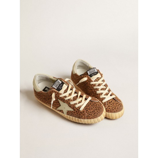 Super-Star in suede with leopard print and cream leather star