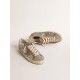 Women's Super-Star in platinum glitter with dove-gray suede star