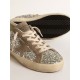 Women's Super-Star in platinum glitter with dove-gray suede star