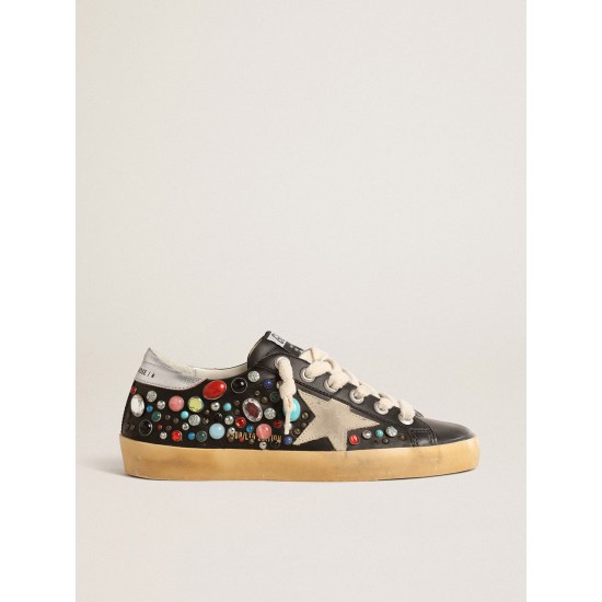 Super-Star LTD with multicolored studs and beige suede star