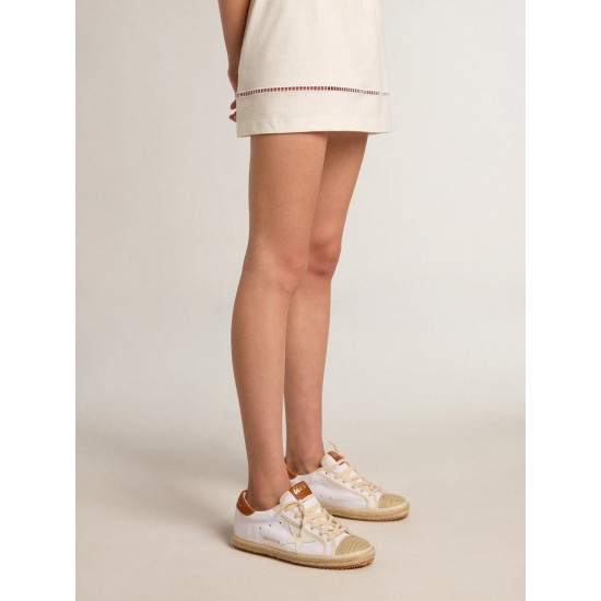 Women’s Super-Star LTD in canvas with white leather star and raffia toe