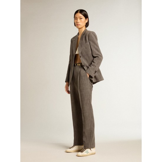 Women's Super-Star with gray glitter star and nude leather heel tab