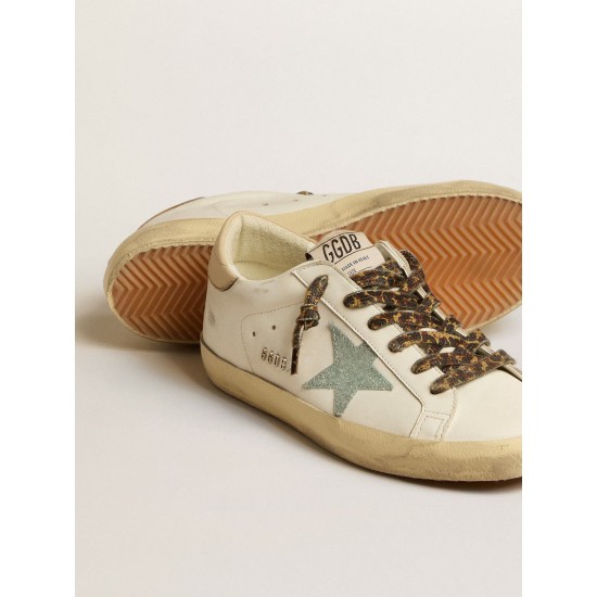 Women's Super-Star with gray glitter star and nude leather heel tab