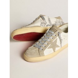 Women’s Super-Star in nappa with ice-gray suede star and black embroidery