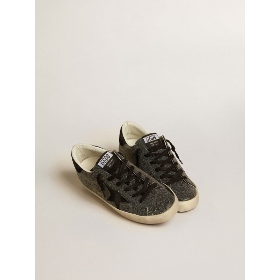 Women’s Super-Star in black Swarovski crystals with black suede star