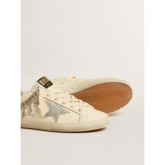 Women's Super-Star LTD in nappa leather with silver metallic leather star and rhinestones