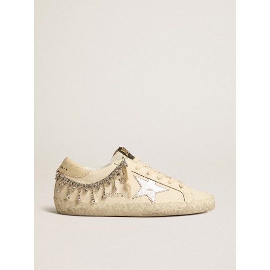 Women's Super-Star LTD in nappa leather with silver metallic leather star and rhinestones