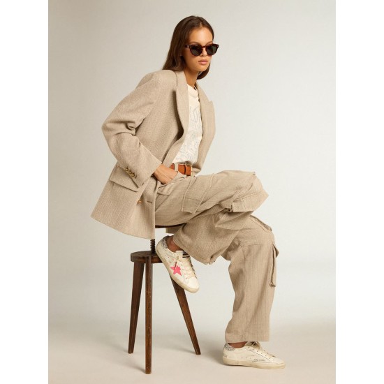 Super-Star LTD with fluorescent lobster suede star and glitter heel tab