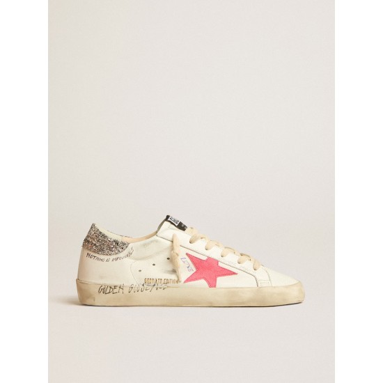 Super-Star LTD with fluorescent lobster suede star and glitter heel tab