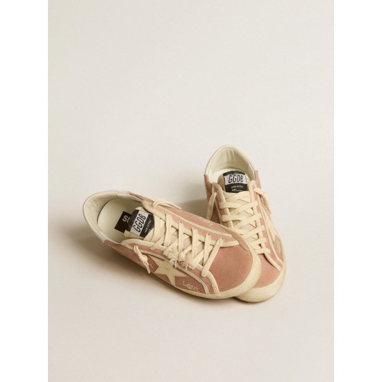 Super-Star in powder-pink suede with cream leather star