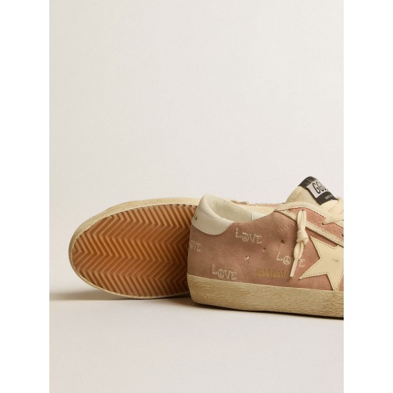 Super-Star in powder-pink suede with cream leather star