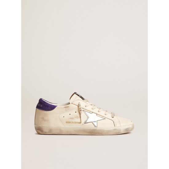 Super-Star LTD in nappa with metallic star and purple suede heel tab