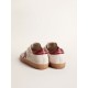Super-Star in white suede with burgundy leather star and heel tab