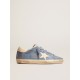 Super-Star in light blue suede with beige leather star and heel tab