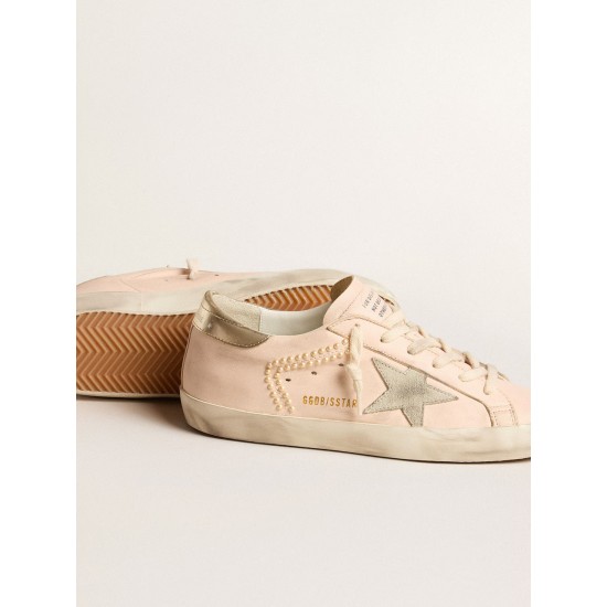 Women's Super-Star in pink nappa with ice-gray star and platinum heel tab