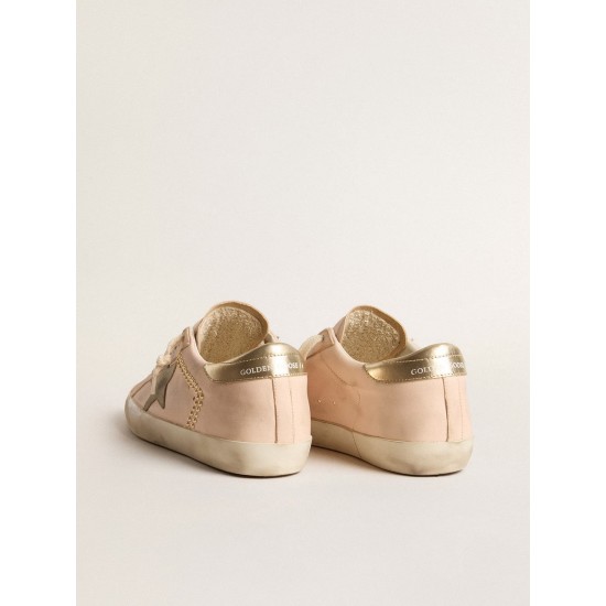 Women's Super-Star in pink nappa with ice-gray star and platinum heel tab