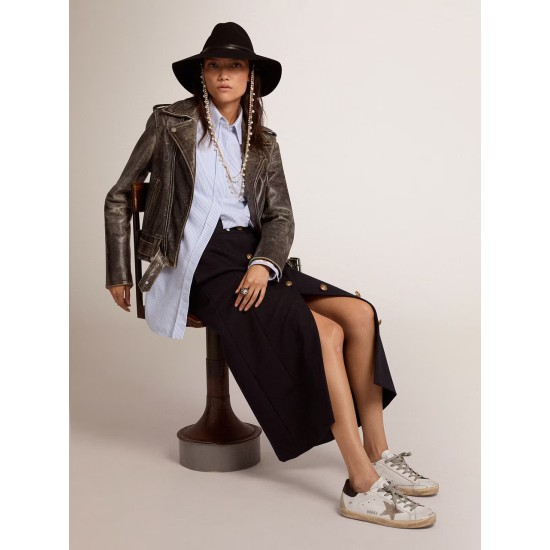 Super-Star with black heel tab and metal stud lettering