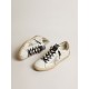 Women's white leather Super-Star sneakers with glittery heel tab