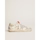 Super-Star LTD in white leather and mesh with star and inserts in Swarovski micro-crystals