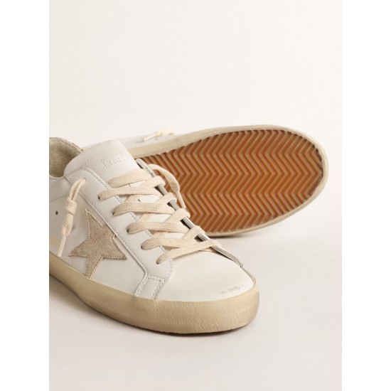 Women's Super-Star with a suede star and peach-pink glitter heel tab