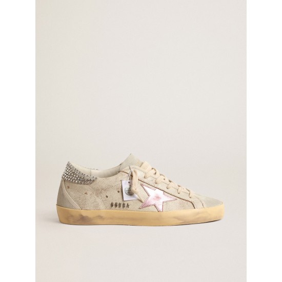 Super-Star LTD in ecru with Swarovski crystal heel tab