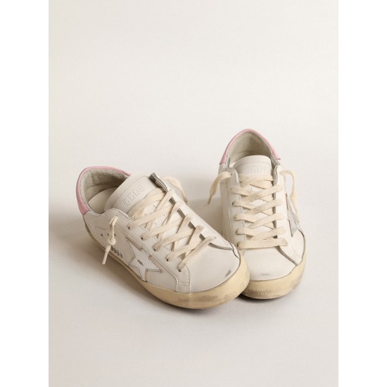 Women's Super-Star with silver leather star and pink heel tab